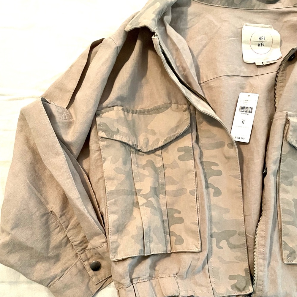 Taupe and camo bomber jacket
